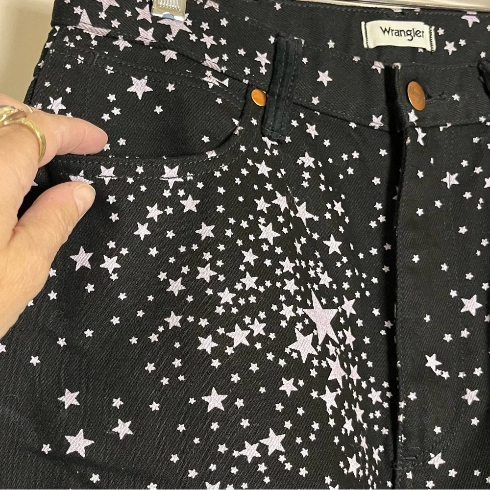 Wrangler x Free People Wanderer High Rise Flare Jeans Star Struck Black — 27/34 - Picture 15 of 15